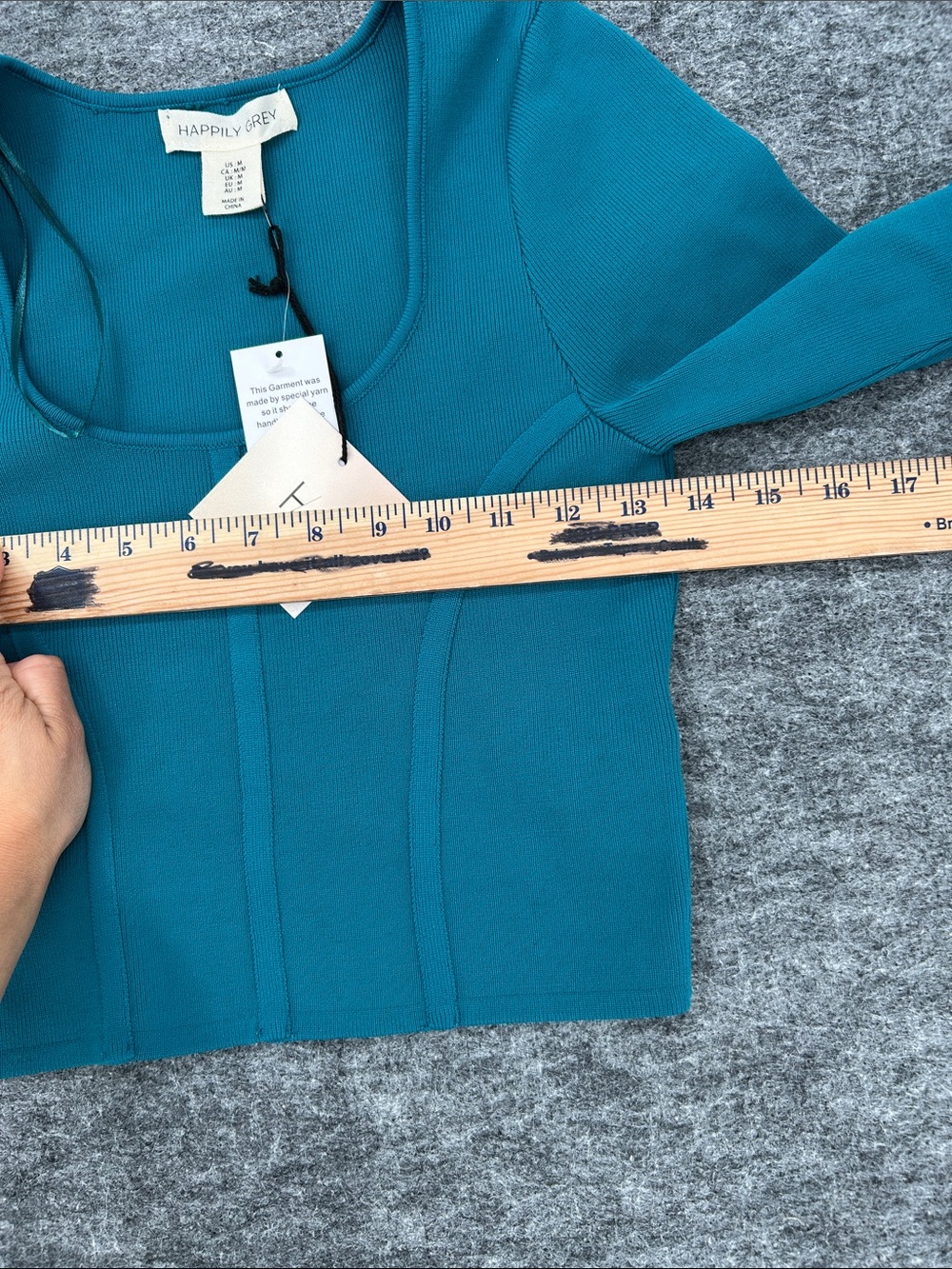 NWT Happily Grey Women’s Long Sleeve Top - Size Medium Teal - Picture 8 of 9